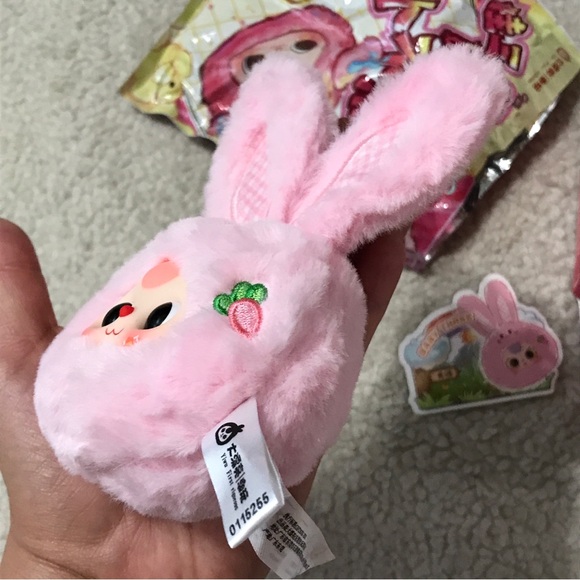 Baby Three Tiny Animal Plush Pendant Blind Box Toy Mochi Pink Bunny - Picture 8 of 16